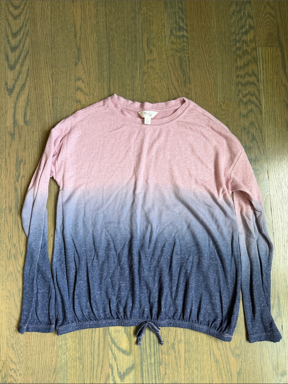 Girls Ombre Long-Sleeve Tie-Hem Top - Pink to Navy